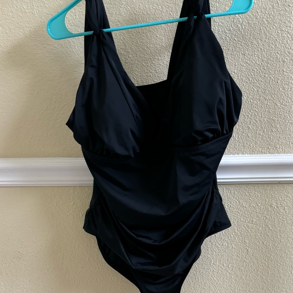 Black swimsuit halter looking one piece